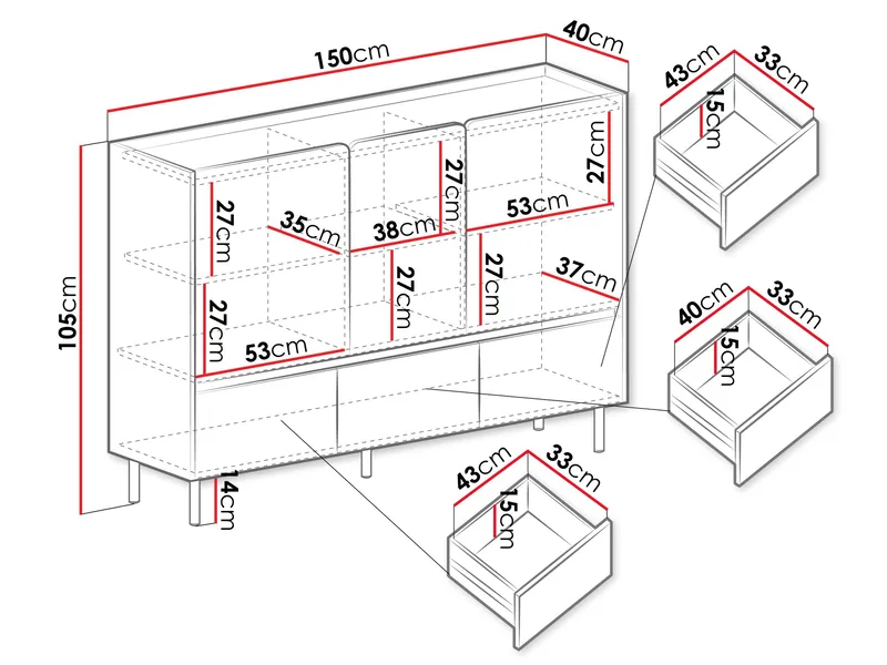 Travic Senkki 150 cm - Säilytys - Kaappi - Säilytyskaappi