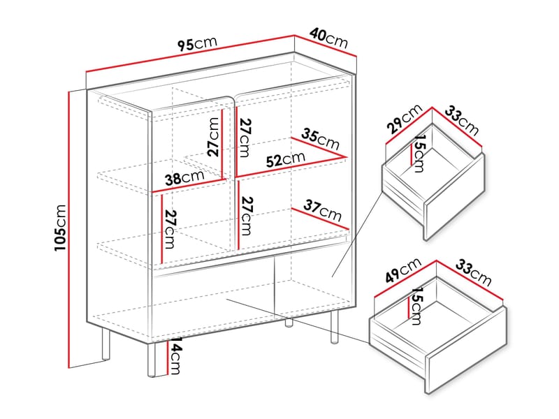 Travic Senkki 95 cm - Säilytys - Kaappi - Säilytyskaappi