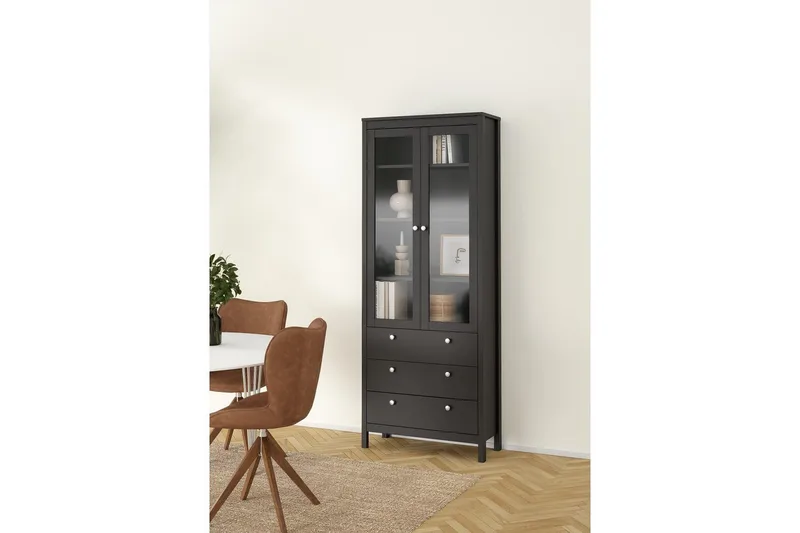 Vallvidera Vitriinikaappi 78,05x199 cm - Musta - Säilytys - Kaappi - Vitriini