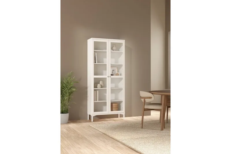 Valnorin Vitriinikaappi 89x203 cm - Valkoinen - Säilytys - Kaappi - Vitriini