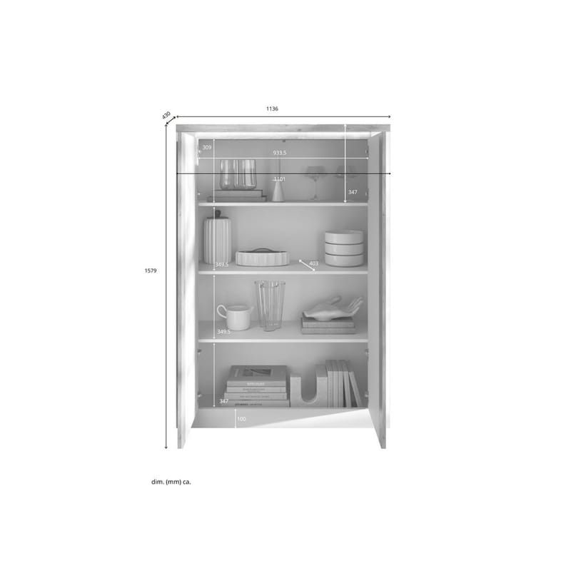 Vandesar Korkea kaappi 160 cm - Luonnollinen/Valkoinen - Säilytys - Kaappi - Säilytyskaappi