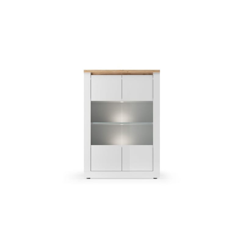 Vandesar Vitriinikaappi 160 cm - Luonnollinen/Valkoinen - Säilytys - Kaappi - Vitriini
