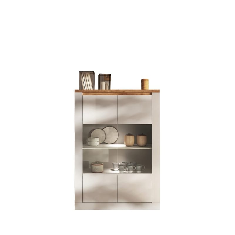 Vandesar Vitriinikaappi 160 cm - Luonnollinen/Valkoinen - Säilytys - Kaappi - Vitriini