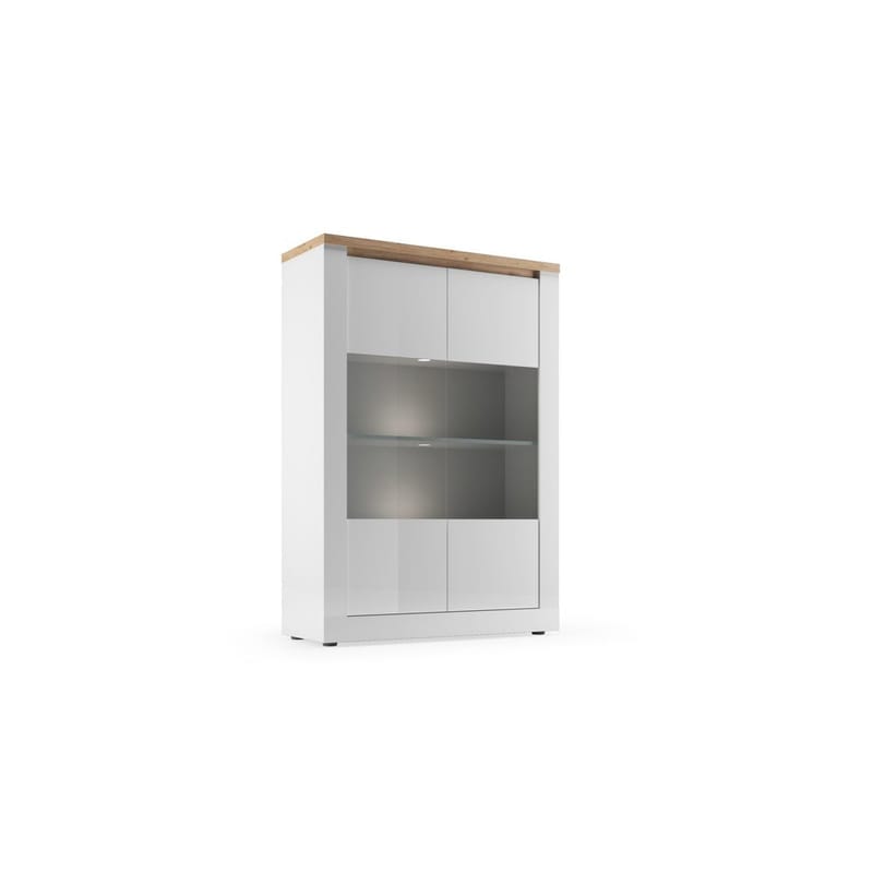Vandesar Vitriinikaappi 160 cm - Luonnollinen/Valkoinen - Säilytys - Kaappi - Vitriini