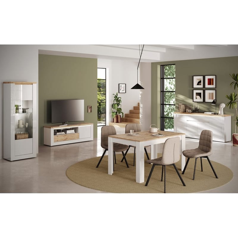 Vandesar Vitriinikaappi 192 cm - Luonnollinen/Valkoinen - Säilytys - Kaappi - Vitriini