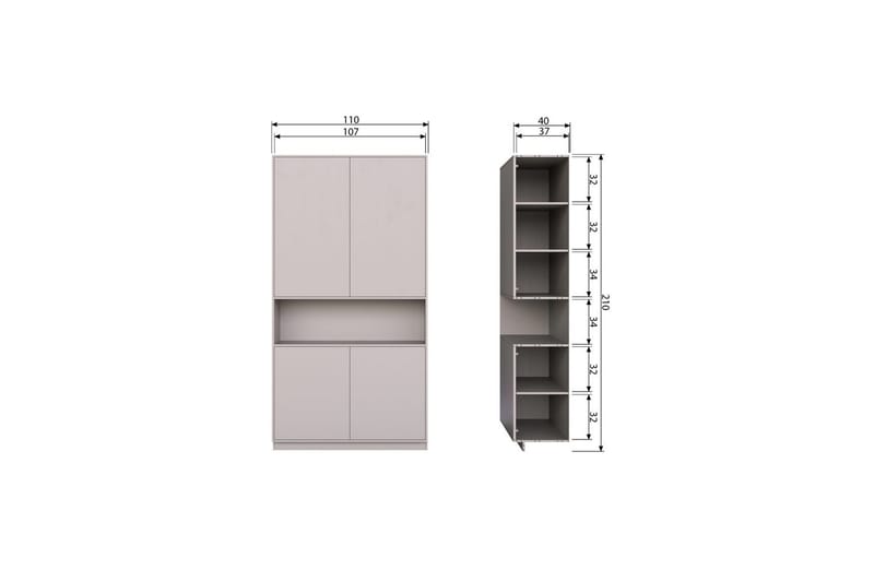Varastokaappi Finca - Usva, 110 cm - Säilytys - Kaappi - Säilytyskaappi