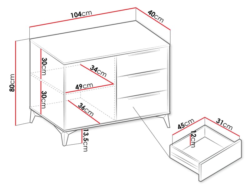 Vemdalen senkki 104 cm - ruskea - Säilytys - Kaappi - Säilytyskaappi