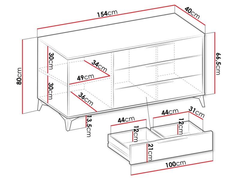 Vemdalen senkki 154 cm - ruskea - Säilytys - Kaappi - Baarikaappi