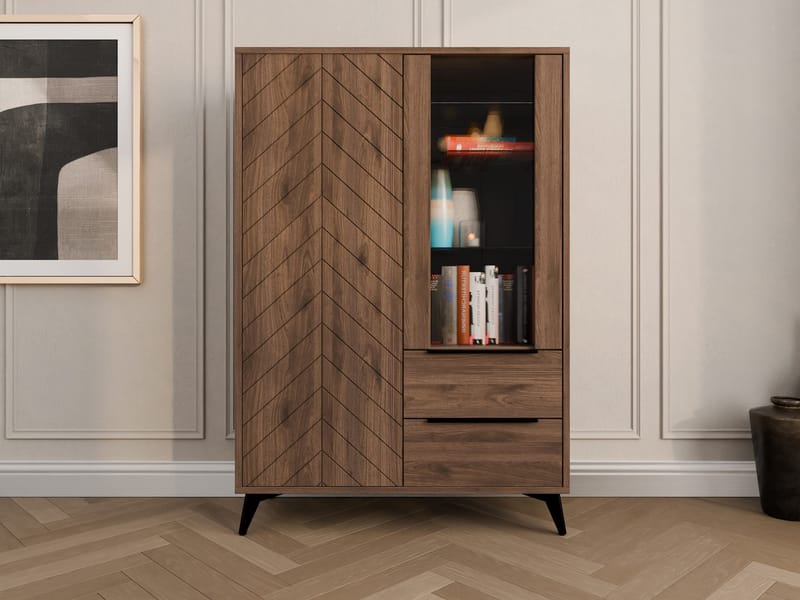 Vemdalen-vitriiinikaappi 104x150 cm - ruskea - Säilytys - Kaappi - Vitriini