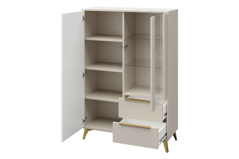 Vemdalen Vitriinikaappi 104x150 cm - Beige - Säilytys - Kaappi - Vitriini