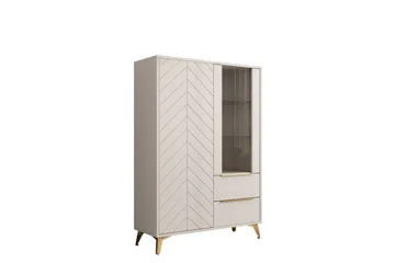 Vemdalen Vitriinikaappi 104x150 cm - Beige - Säilytys - Kaappi - Vitriini