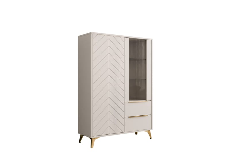 Vemdalen Vitriinikaappi 104x150 cm - Beige - Säilytys - Kaappi - Vitriini