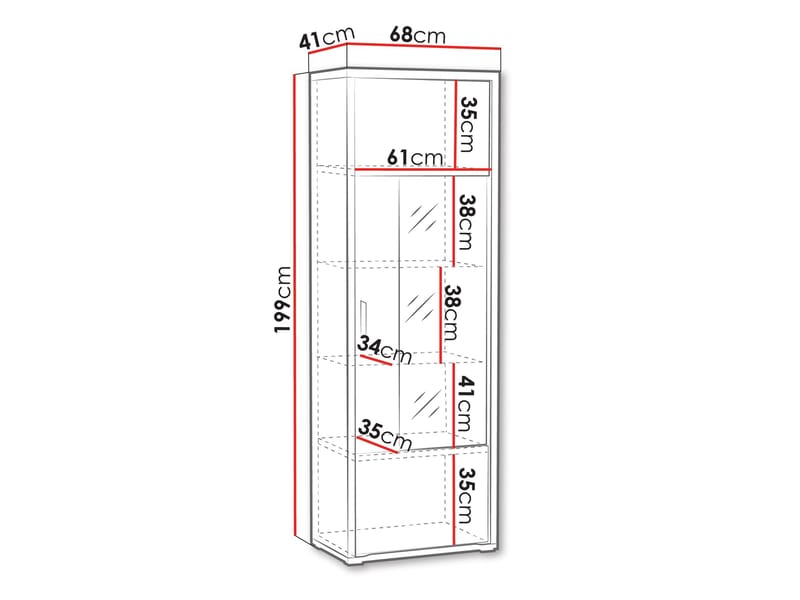 Veyricus Vitriinikaappi 199 cm - Säilytys - Kaappi - Vitriini