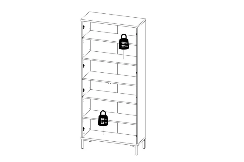 Virender Vitriinikaappi 88,7x202,8 cm - Valkoinen - Säilytys - Kaappi - Vitriini