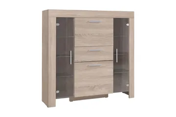 Cezar Vitrinskåp 130x42x131 cm Ek - Säilytys - Kaappi - Vitriini
