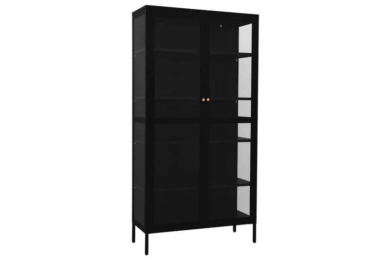 Esittelykaappi musta 90x40x180 cm teräs/karkaistu lasi - Säilytys - Kaappi - Vitriini