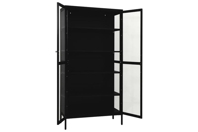 Esittelykaappi musta 90x40x180 cm teräs/karkaistu lasi - Säilytys - Kaappi - Vitriini