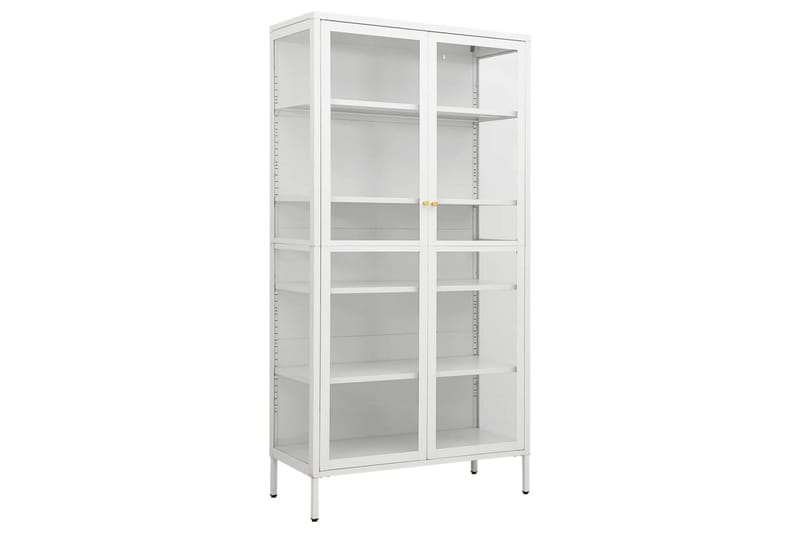 Esittelykaappi valkoinen 90x40x180 cm teräs/karkaistu lasi - Säilytys - Kaappi - Vitriini