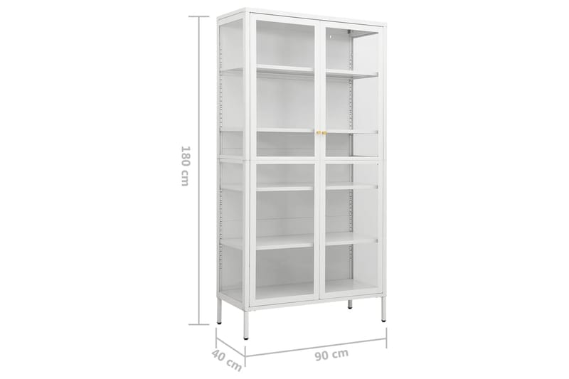Esittelykaappi valkoinen 90x40x180 cm teräs/karkaistu lasi - Säilytys - Kaappi - Vitriini