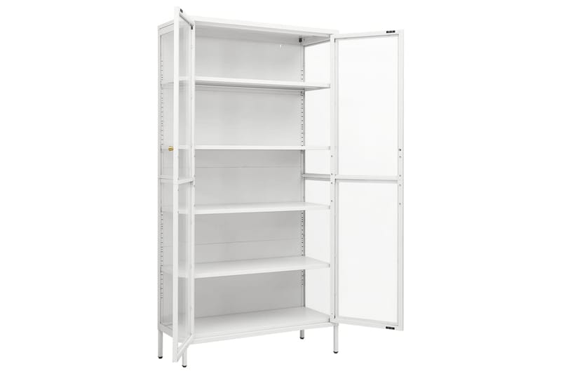 Esittelykaappi valkoinen 90x40x180 cm teräs/karkaistu lasi - Säilytys - Kaappi - Vitriini