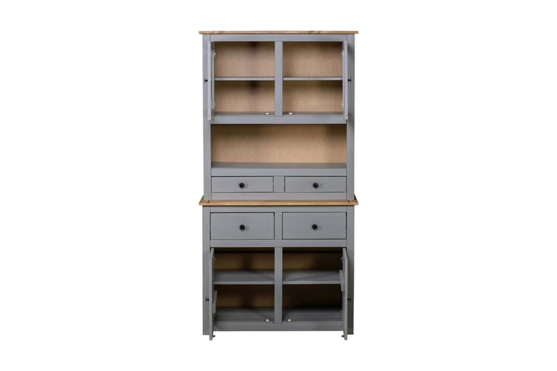 Kaappi harmaa 93x40,5x180 cm täysi mänty Panama-sarja - Harmaa - Säilytys - Kaappi - Vitriini