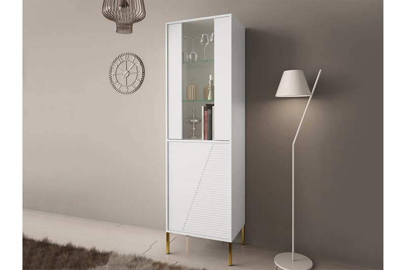 Lasivitriini Glenndale 190 cm - Valkoinen - Säilytys - Kaappi - Vitriini