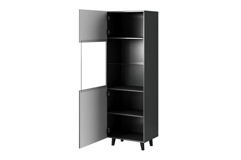 Lasivitriini Juniskär 183 cm - Musta - Säilytys - Kaappi - Vitriini
