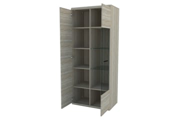 Link vitriinikaappi 80 cm puuta lasiovella - Beige|Harmaa - Säilytys - Kaappi - Vitriini