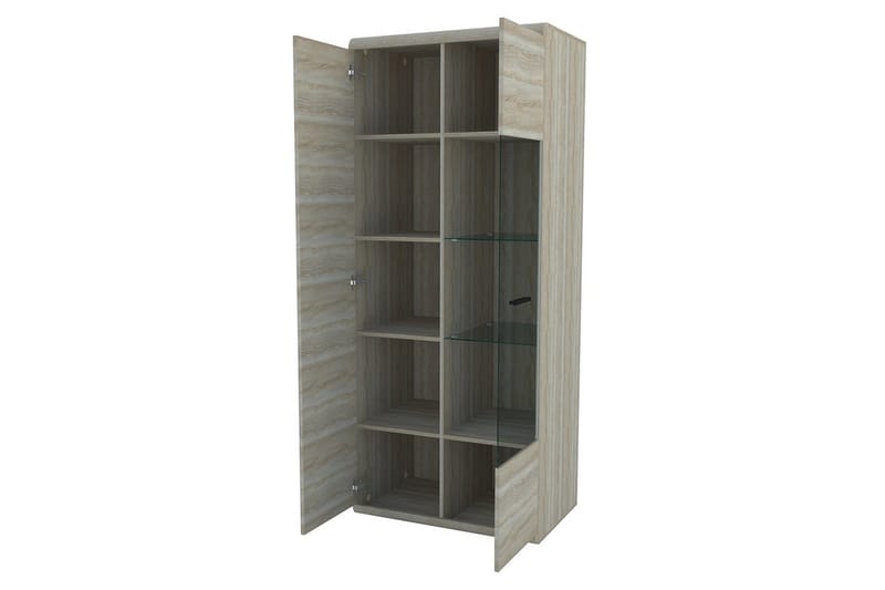 Link vitriinikaappi 80 cm puuta lasiovella - Beige|Harmaa - Säilytys - Kaappi - Vitriini