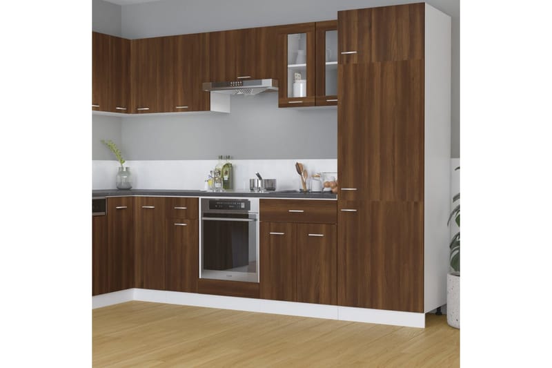 Riippuva lasikaappi ruskea tammi 60x31x60 cm tekninen puu - Ruskea - Säilytys - Kaappi - Vitriini