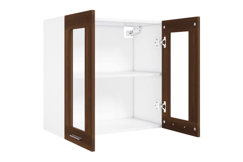 Riippuva lasikaappi ruskea tammi 60x31x60 cm tekninen puu - Ruskea - Säilytys - Kaappi - Vitriini