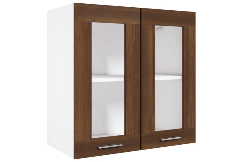 Riippuva lasikaappi ruskea tammi 60x31x60 cm tekninen puu - Ruskea - Säilytys - Kaappi - Vitriini