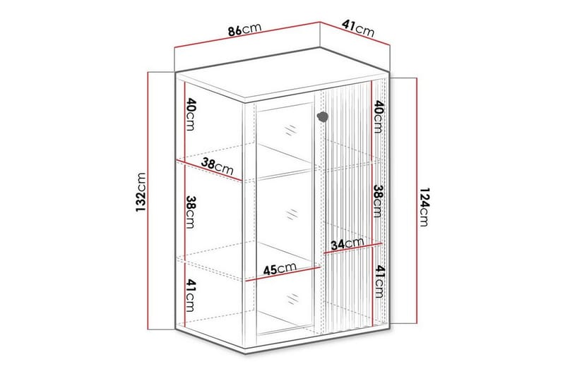 Rosehall vitriinikaappi 132 cm - Säilytys - Kaappi - Vitriini