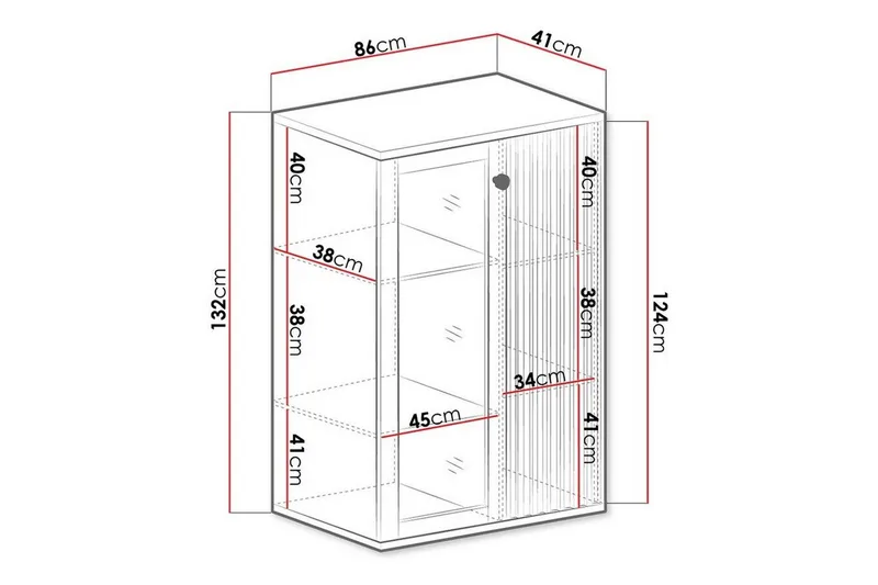 Rosehall Vitrinskåp 132 cm Black - Säilytys - Kaappi - Vitriini