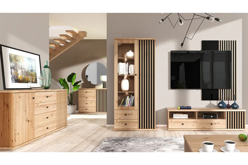 Rosehall Vitrinskåp 191 cm Black - Säilytys - Kaappi - Vitriini