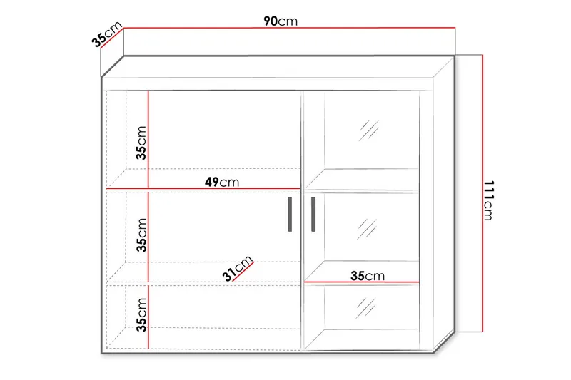 Samba Vitrinskåp 90x35x111 cm Black - Säilytys - Kaappi - Vitriini