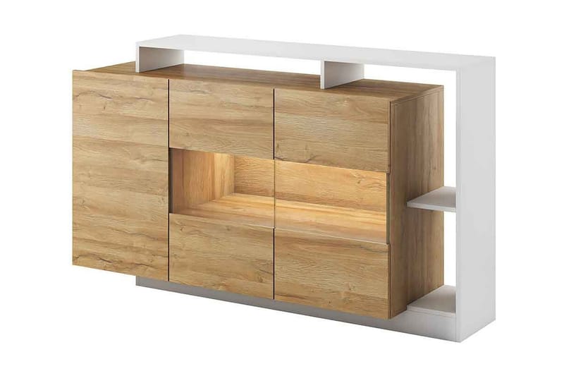 Schanz Vitriinikaappi 155x44x94 cm - Beige/Valkoinen - Säilytys - Kaappi - Vitriini