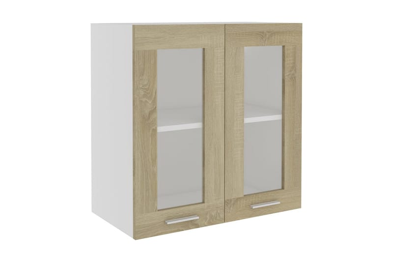 Seinäkaappi lasilla Sonoma-tammi 60x31x60 cm lastulevy - Ruskea - Säilytys - Kaappi - Vitriini