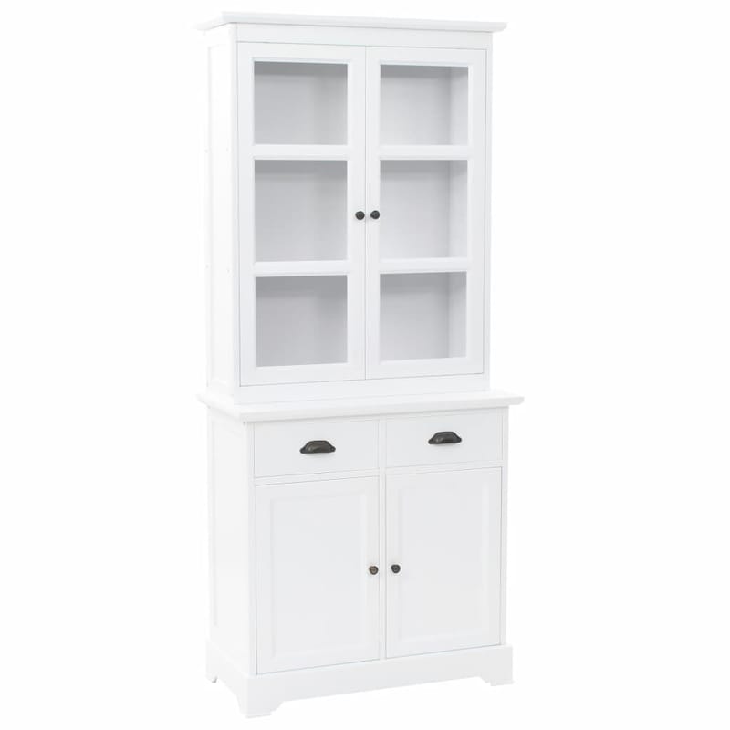Senkki 4 ovella MDF ja mänty 80x40x180 cm - Valkoinen - Säilytys - Kaappi - Vitriini