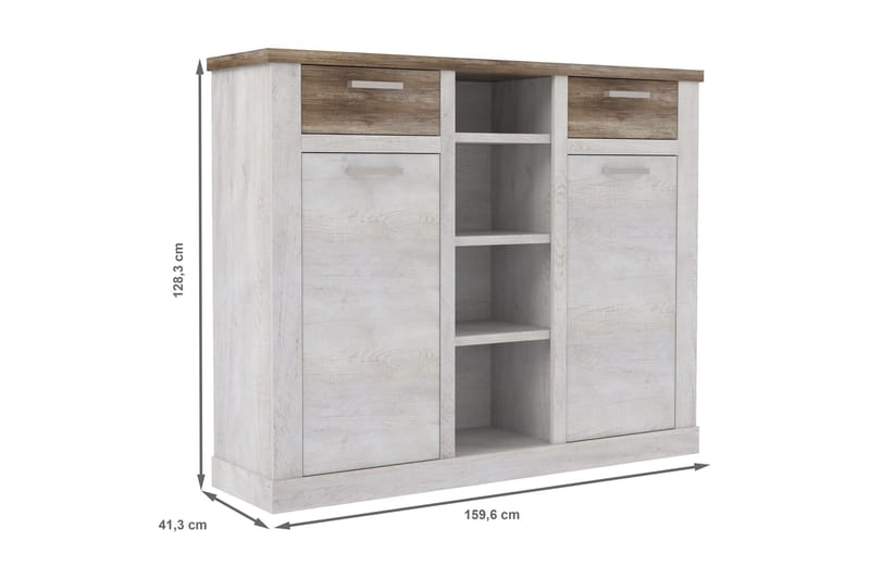 Senkki Breage 41x160 cm - Ruskea/Valkoinen - Säilytys - Kaappi - Vitriini