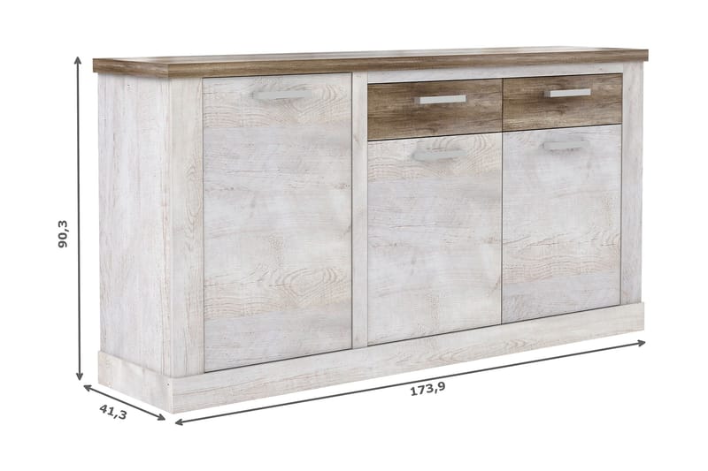 Senkki Breage 41x172 cm - Ruskea/Valkoinen - Säilytys - Kaappi - Vitriini