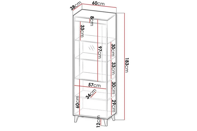 Strontian Vitrinskåp 183 cm Scandinavian Choice Anthracite - Säilytys - Kaappi - Vitriini