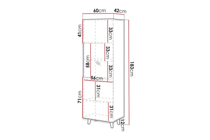 Strontian Vitrinskåp 183 cm Scandinavian Choice Anthracite/Black - Säilytys - Kaappi - Vitriini