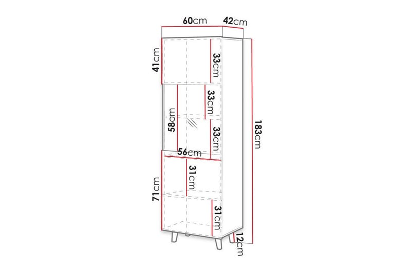 Strontian Vitrinskåp 183 cm Scandinavian Choice Anthracite/Black - Säilytys - Kaappi - Vitriini
