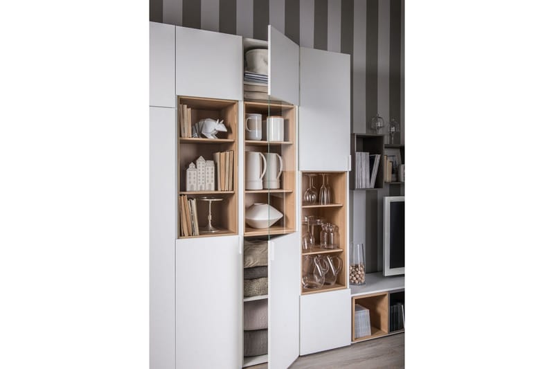 Vitriinikaappi 4You Valkoinen/Puu/Luonnonväri - VOX - Säilytys - Kaappi - Vitriini