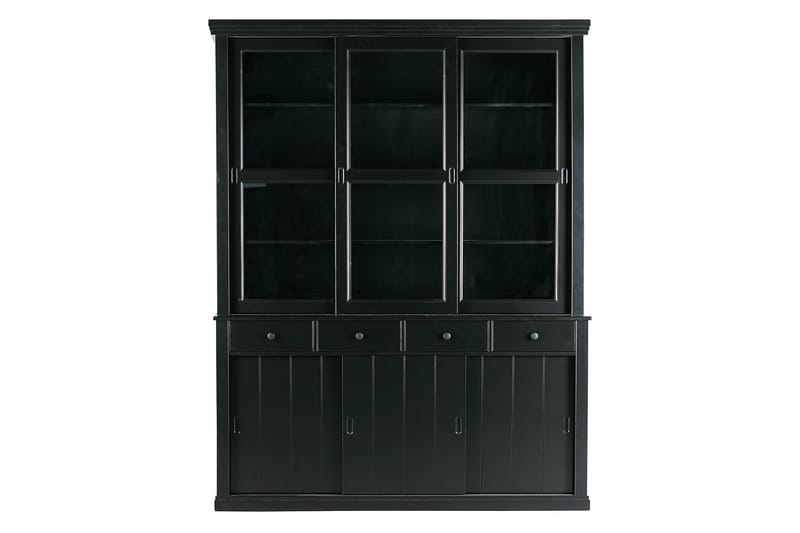 Vitriinikaappi Albertine 166x48 cm - Mänty/Musta - Säilytys - Kaappi - Vitriini