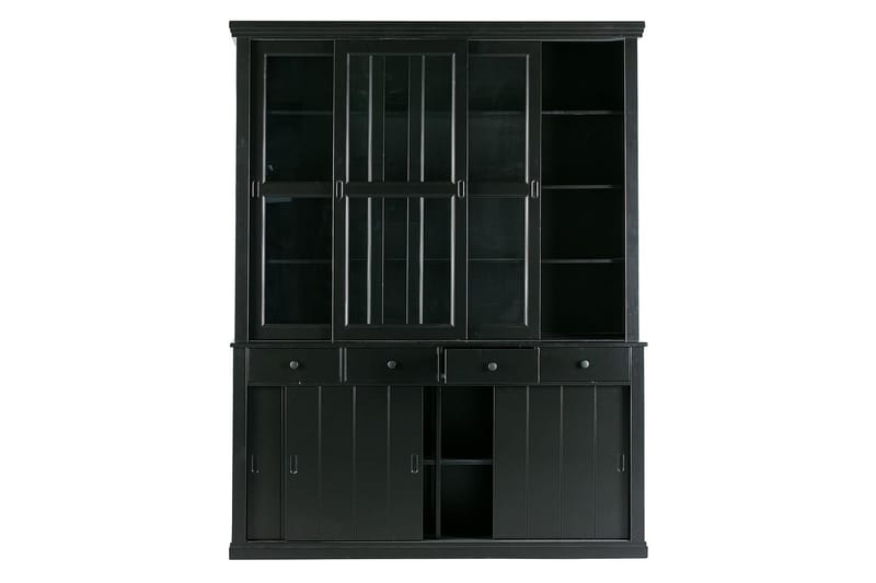 Vitriinikaappi Albertine 166x48 cm - Mänty/Musta - Säilytys - Kaappi - Vitriini