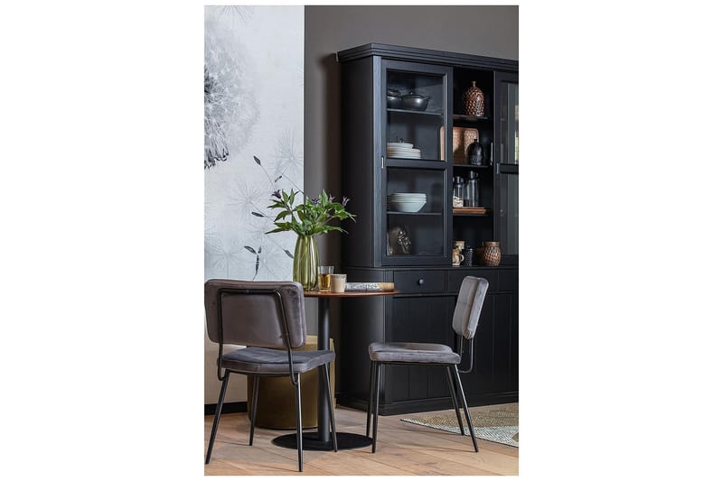 Vitriinikaappi Albertine 166x48 cm - Mänty/Musta - Säilytys - Kaappi - Vitriini