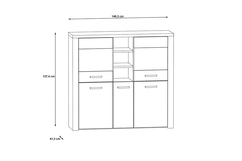 Vitriinikaappi Bankso 41x146 cm - Ruskea - Säilytys - Kaappi - Vitriini
