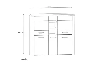 Vitriinikaappi Bankso 41x146 cm - Ruskea - Säilytys - Kaappi - Vitriini